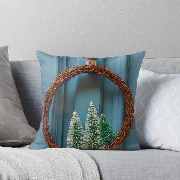 Item preview, Rustic Grapevine Wreath With Mini Snowy Christmas Trees On Blue Front Door Holiday Decor designed and sold by Nmallia.