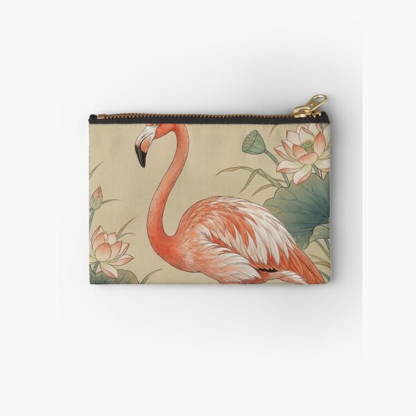 Item preview, Elegant Pink Flamingo in Traditional Chinese Ink Wash Brush Style designed and sold by OddlySticky.