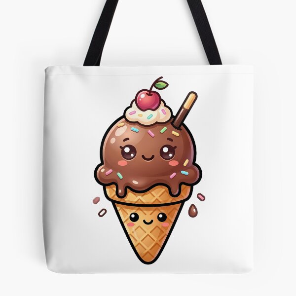 Item preview, Kawaii Chocolate Ice Cream Cone - Cute Smiling Sweet Treat designed and sold by BobaBunny76.