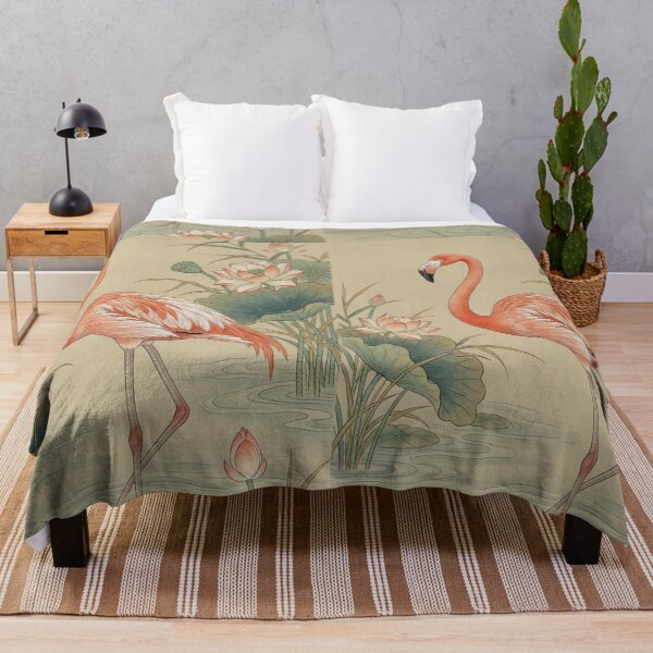 Item preview, Elegant Pink Flamingo in Traditional Chinese Ink Wash Brush Style designed and sold by OddlySticky.