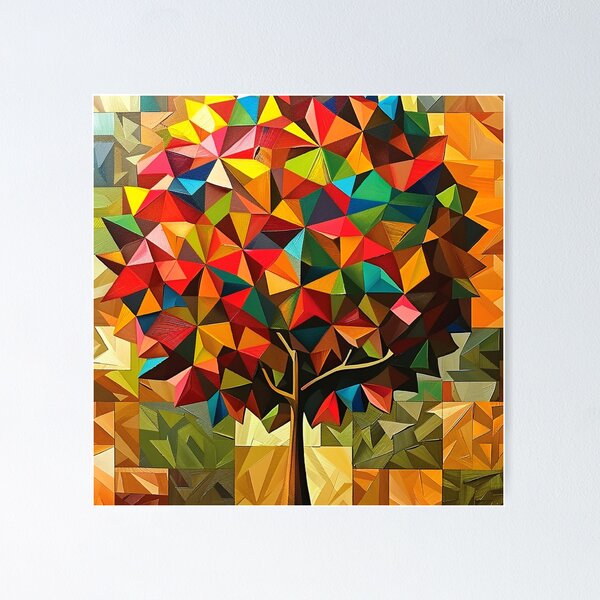 Item preview, Colorfully Vibrant Geometric Tree 3-D-Inspired Abstract Art designed and sold by DEC02.