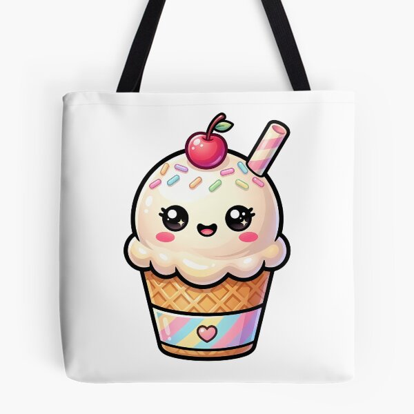 Item preview, Kawaii Vanilla Ice Cream Cup - Cute Smiling Sweet Treat designed and sold by BobaBunny76.