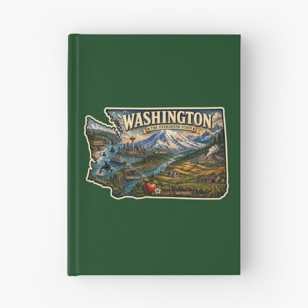 Item preview, Washington State Vintage Illustrated Sticker | The Evergreen State Travel Decal | Pacific Northwest Souvenir | Scenic Washington Art designed and sold by Swanny's Custom T-shirt and Gift Designs.