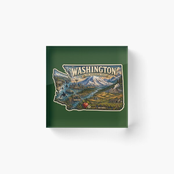 Item preview, Washington State Vintage Illustrated Sticker | The Evergreen State Travel Decal | Pacific Northwest Souvenir | Scenic Washington Art designed and sold by Swanny's Custom T-shirt and Gift Designs.