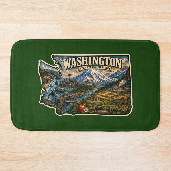 Item preview, Washington State Vintage Illustrated Sticker | The Evergreen State Travel Decal | Pacific Northwest Souvenir | Scenic Washington Art designed and sold by Swanny's Custom T-shirt and Gift Designs.