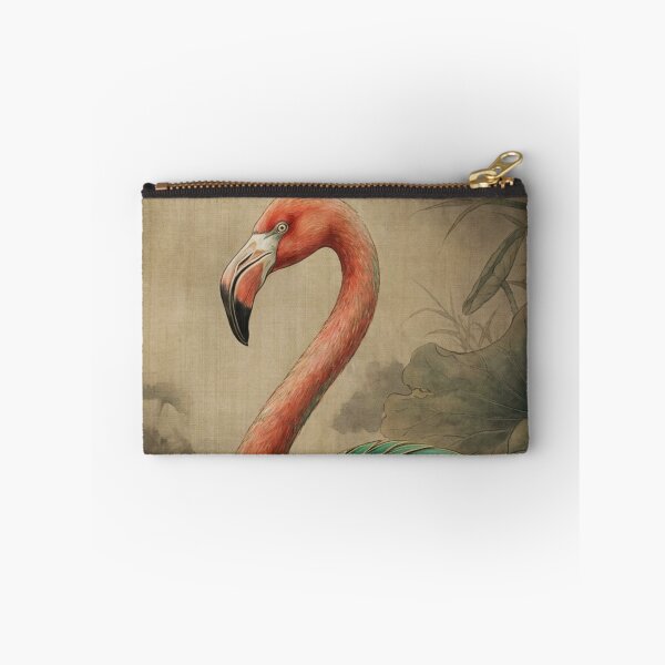 Item preview, Elegant Pink Flamingo in Traditional Chinese Ink Wash Brush Style designed and sold by OddlySticky.