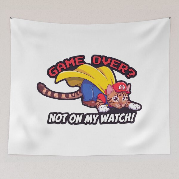Item preview, Super Hero Gamer Cat - Game Over Not On My Watch designed and sold by FrikiQuotes4U.