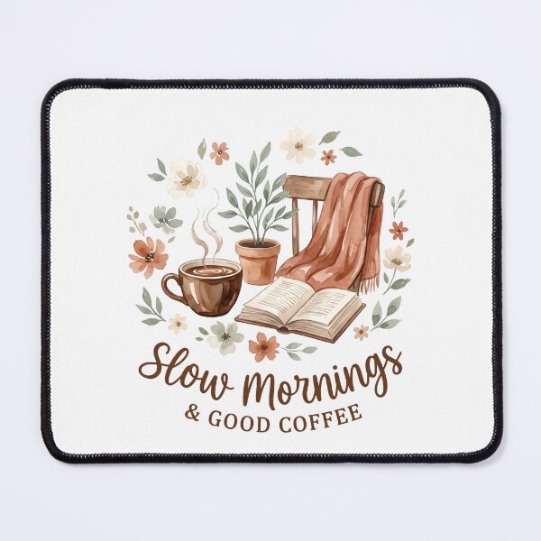 Item preview, Slow Mornings and Good Coffee Floral Book Lover T-Shirt Cozy Reading Aesthetic Gift designed and sold by StickerNestYou.