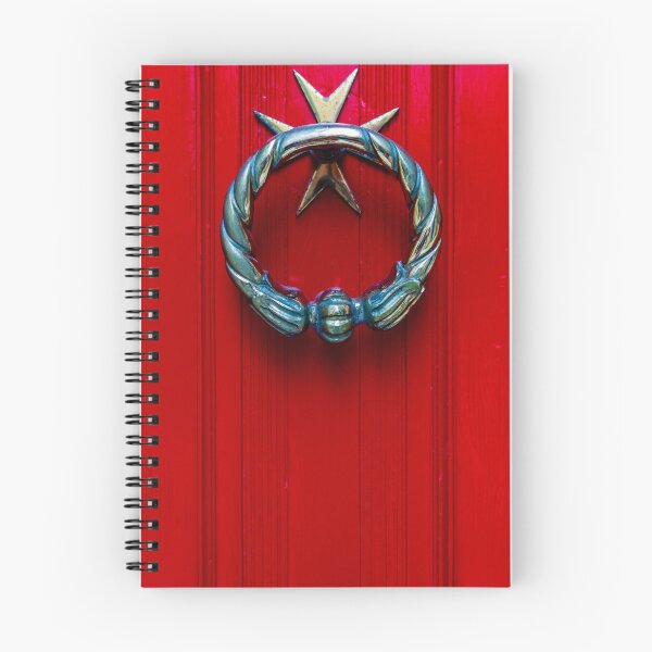 Item preview, Vintage Brass Door Knocker With Star on Bright Red Wooden Front Door, Decorative Entrance Detail designed and sold by Nmallia.