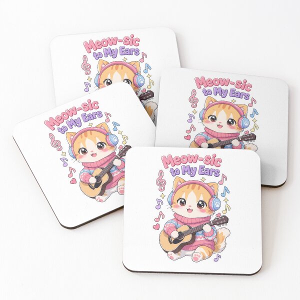 Item preview, Meow-sic to My Ears Cute Guitar Cat | Funny Music Cat Sticker designed and sold by MurkCraft.