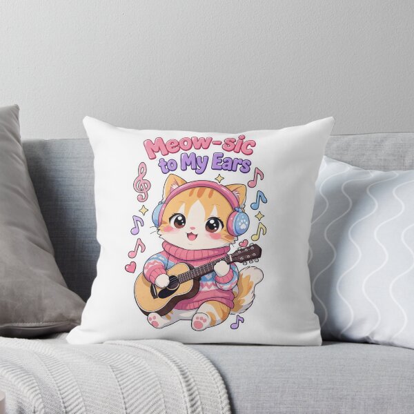 Item preview, Meow-sic to My Ears Cute Guitar Cat | Funny Music Cat Sticker designed and sold by MurkCraft.
