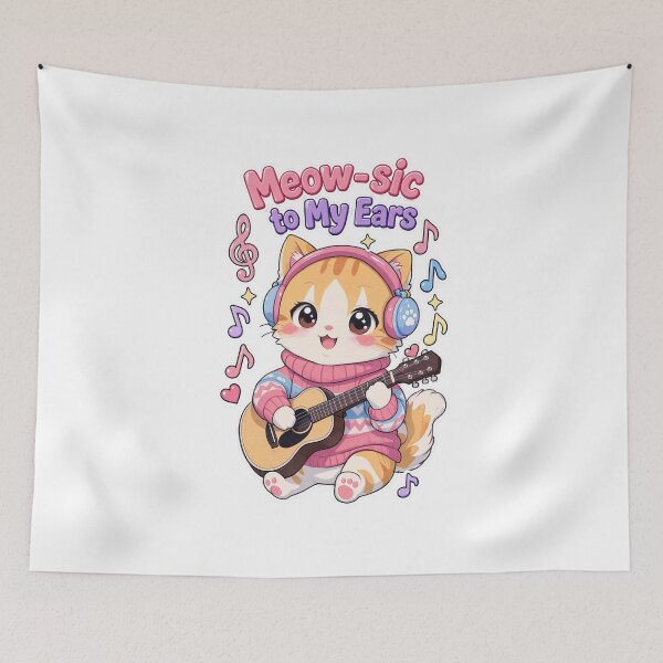 Item preview, Meow-sic to My Ears Cute Guitar Cat | Funny Music Cat Sticker designed and sold by MurkCraft.