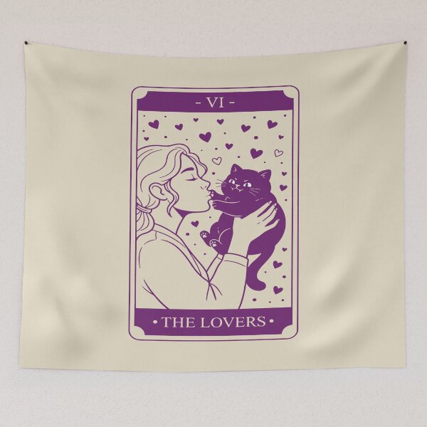 Item preview, The Lovers Tarot Card - Playful Cat & Owner. designed and sold by EunsooLee.