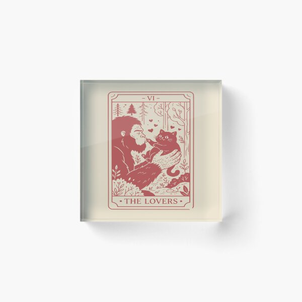 Item preview, The Lovers Tarot Card - Cute Bigfoot and Cat. #4 designed and sold by EunsooLee.