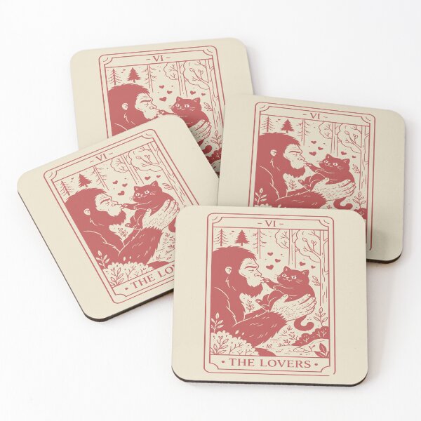 Item preview, The Lovers Tarot Card - Cute Bigfoot and Cat. #4 designed and sold by EunsooLee.