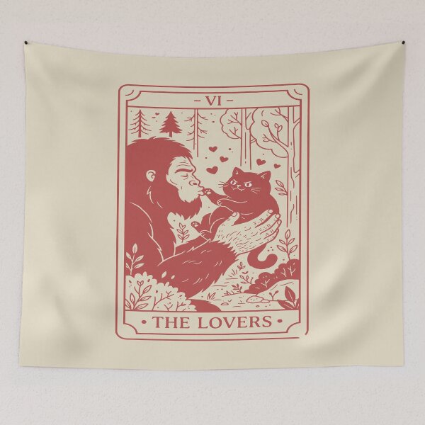 Item preview, The Lovers Tarot Card - Cute Bigfoot and Cat. #4 designed and sold by EunsooLee.