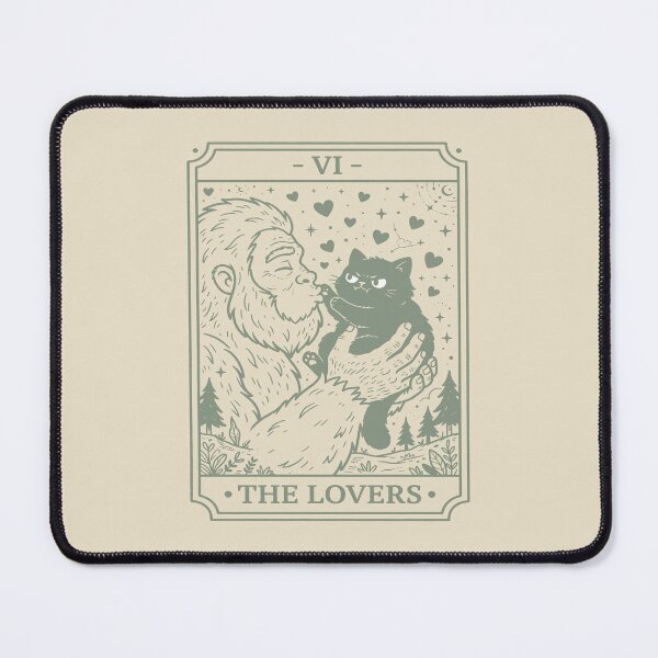 Item preview, The Lovers Tarot Card - Cute Bigfoot and Cat. designed and sold by EunsooLee.