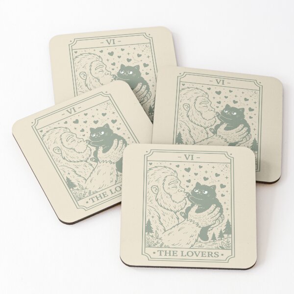 Item preview, The Lovers Tarot Card - Cute Bigfoot and Cat. designed and sold by EunsooLee.