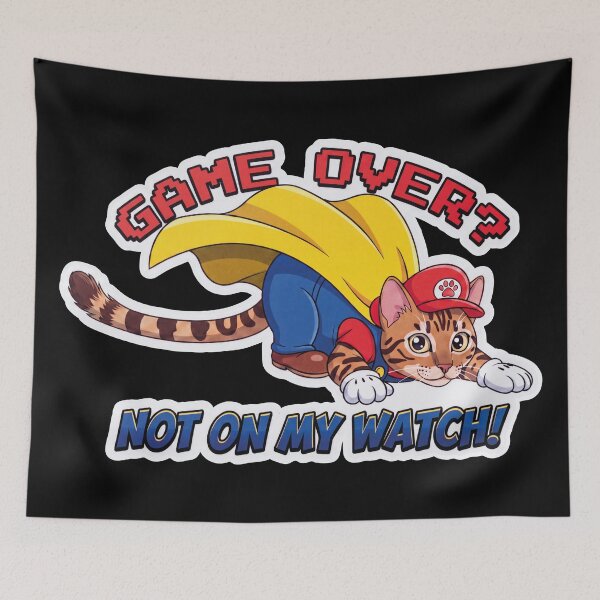 Item preview, Cat Gamer Superhero - Game Over Not On My Watch designed and sold by FrikiQuotes4U.
