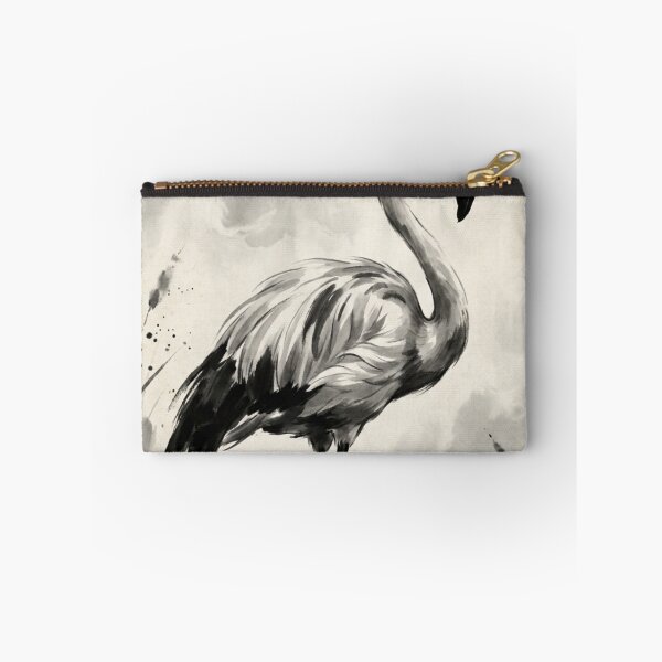 Item preview, Elegant Pink Flamingo in Traditional Chinese Ink Wash Brush Style designed and sold by OddlySticky.