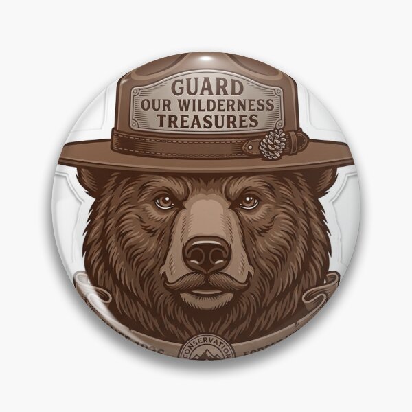 Item preview, Guard Our Wilderness Treasures Forest Bear Ranger Sticker designed and sold by  Artify Lab.