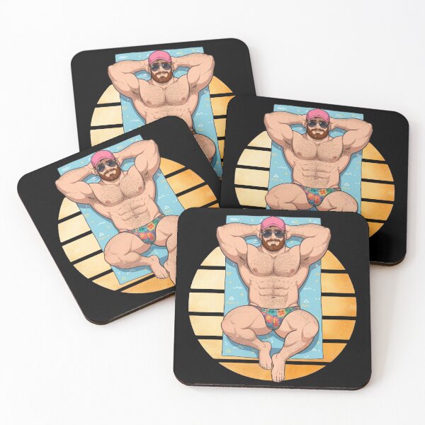 Item preview, Beach Gay Daddy | Gay Bear Summer Vacation Illustration designed and sold by BrokenLabel.