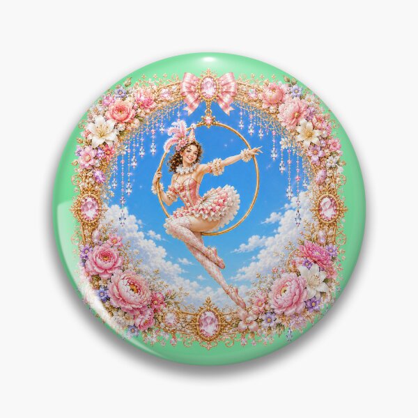 Item preview, Golden Aerial Hoop Clown in a Heavenly Floral Wreath designed and sold by sunbowjp stadio.