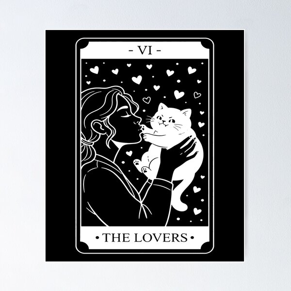 Item preview, The Lovers Tarot Card - Playful Cat & Owner. #2 designed and sold by EunsooLee.