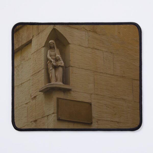 Item preview, Stone Madonna Statue in Wall Niche on Historic Building Evoking Faith and Quiet Contemplation designed and sold by Nmallia.