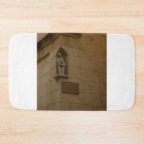 Item preview, Stone Madonna Statue in Wall Niche on Historic Building Evoking Faith and Quiet Contemplation designed and sold by Nmallia.