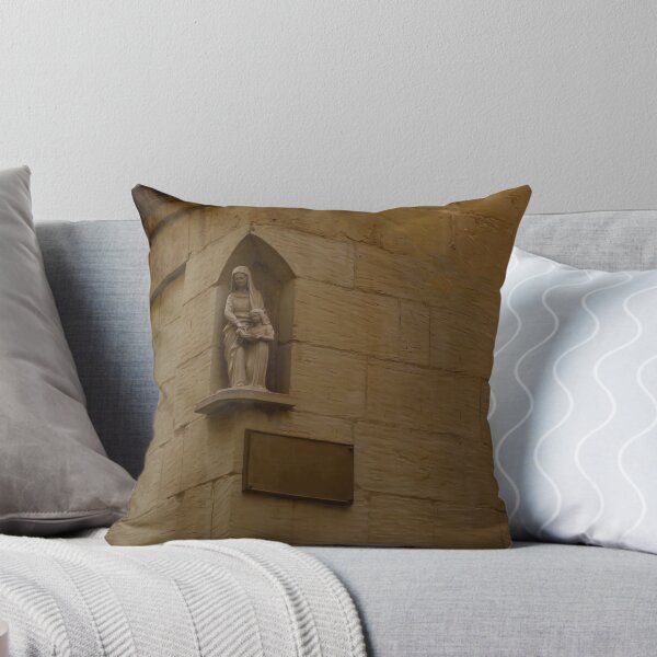 Item preview, Stone Madonna Statue in Wall Niche on Historic Building Evoking Faith and Quiet Contemplation designed and sold by Nmallia.
