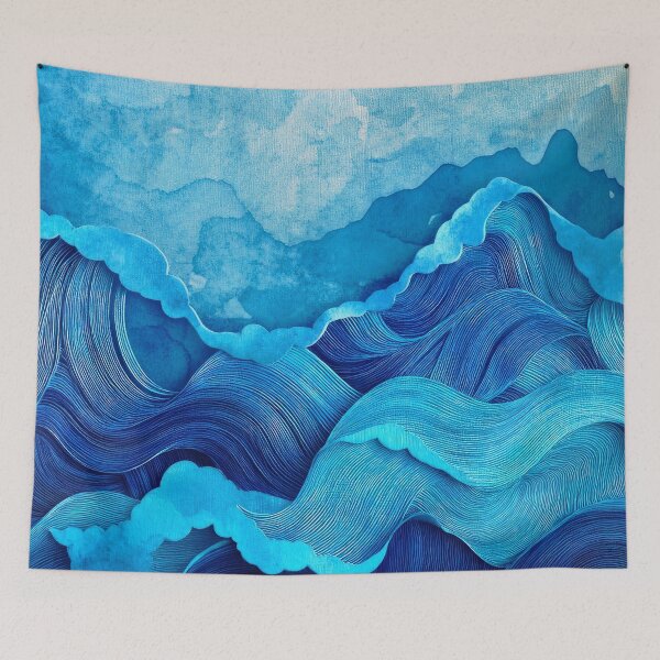Item preview, Turquoise-Blue Hues And Aqua Ocean Waves Abstract  designed and sold by DEC02.