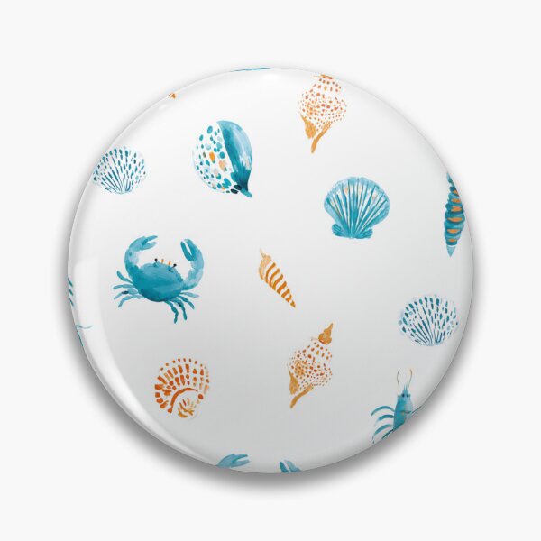 Item preview, Coastal Seashells & Lobsters Pattern | Blue Nautical Marine Life Illustration designed and sold by Ramona-Gliga.