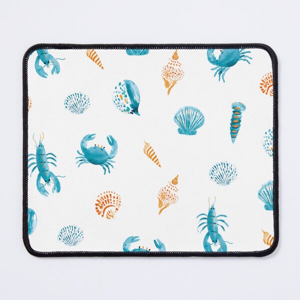 Item preview, Coastal Seashells & Lobsters Pattern | Blue Nautical Marine Life Illustration designed and sold by Ramona-Gliga.