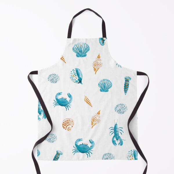 Item preview, Coastal Seashells & Lobsters Pattern | Blue Nautical Marine Life Illustration designed and sold by Ramona-Gliga.