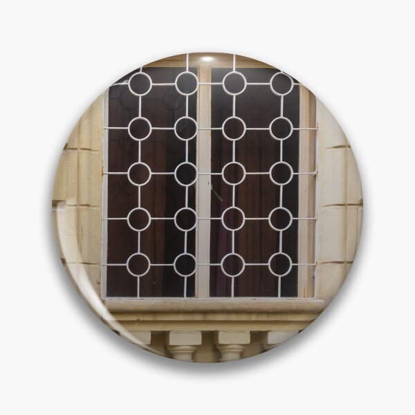 Item preview, Arched Vintage Window With Decorative Iron Grille and Stone Balustrade on Beige Facade designed and sold by Nmallia.