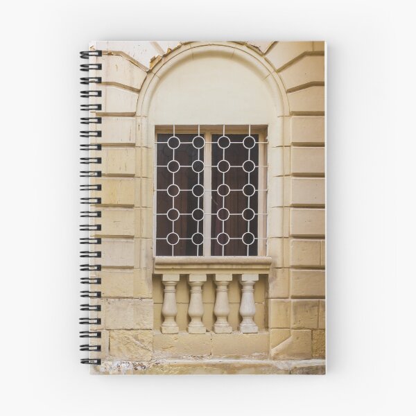 Item preview, Arched Vintage Window With Decorative Iron Grille and Stone Balustrade on Beige Facade designed and sold by Nmallia.