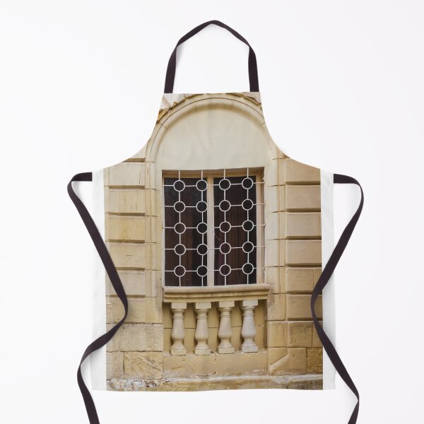 Item preview, Arched Vintage Window With Decorative Iron Grille and Stone Balustrade on Beige Facade designed and sold by Nmallia.