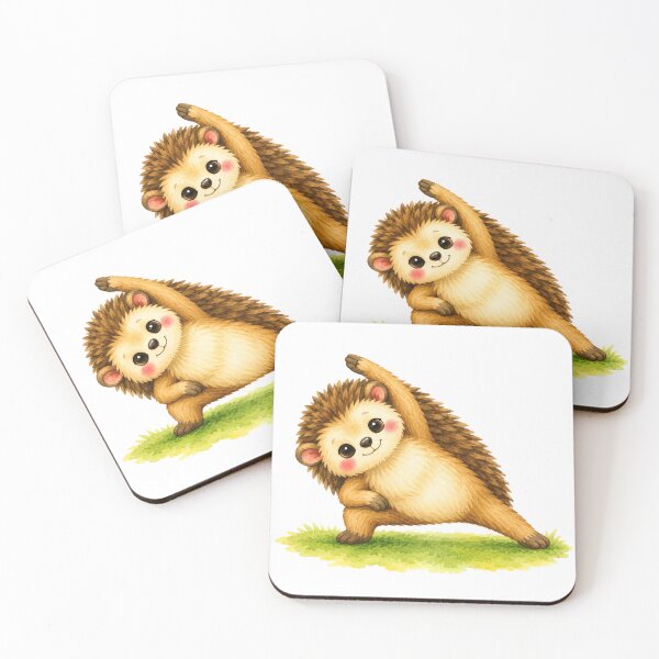 Item preview, Extended Side Angle Hedgehog Yoga Watercolor Print designed and sold by YogiAnimalArt.
