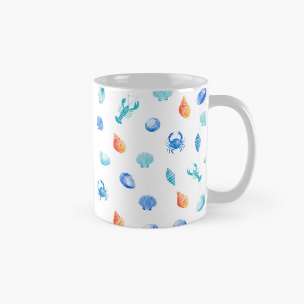 Item preview, Coastal Seashells & Lobsters Pattern | Blue Nautical Marine Life Illustration designed and sold by Ramona-Gliga.