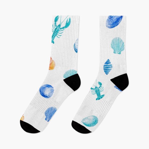 Item preview, Coastal Seashells & Lobsters Pattern | Blue Nautical Marine Life Illustration designed and sold by Ramona-Gliga.