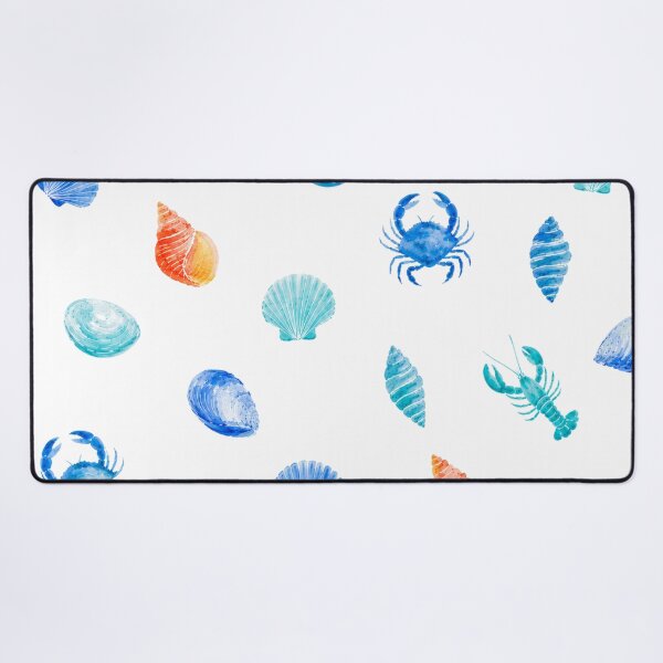 Item preview, Coastal Seashells & Lobsters Pattern | Blue Nautical Marine Life Illustration designed and sold by Ramona-Gliga.