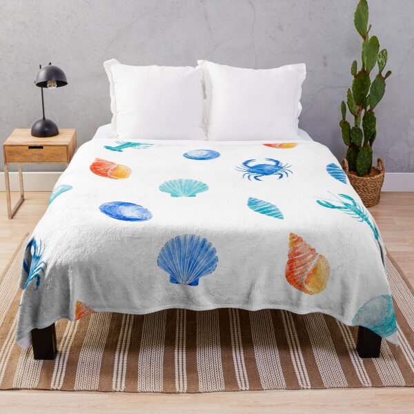 Item preview, Coastal Seashells & Lobsters Pattern | Blue Nautical Marine Life Illustration designed and sold by Ramona-Gliga.