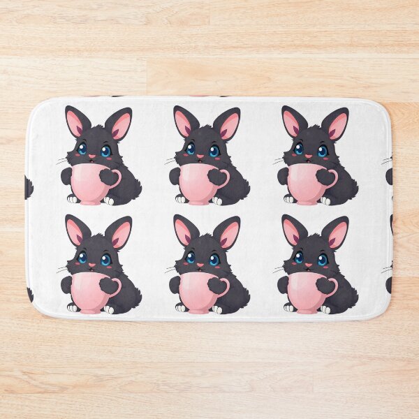 Item preview, Cute kawaii black bunny with a pink cup 19 designed and sold by ChameleonStars.