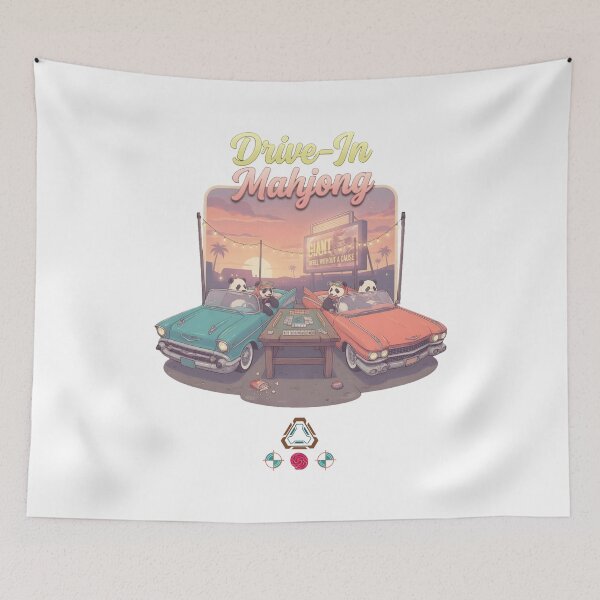 Item preview, Drive-In Mahjong - Retro Summer Pandas Playing Tile Game designed and sold by Whimsy Trail Co.
