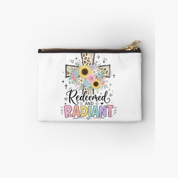 Item preview, Christian Inspirational Quote, Redeemed And Radiant Floral Cross Christian Faith designed and sold by graphic-genie.