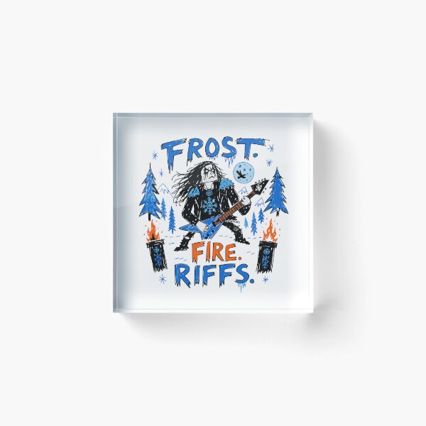 Item preview, Frost Fire Riffs T-Shirt | Black Metal Guitarist Nordic Metal Music Shirt designed and sold by Popstudio85.