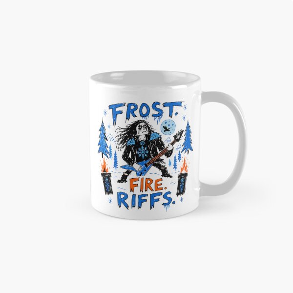 Item preview, Frost Fire Riffs T-Shirt | Black Metal Guitarist Nordic Metal Music Shirt designed and sold by Popstudio85.