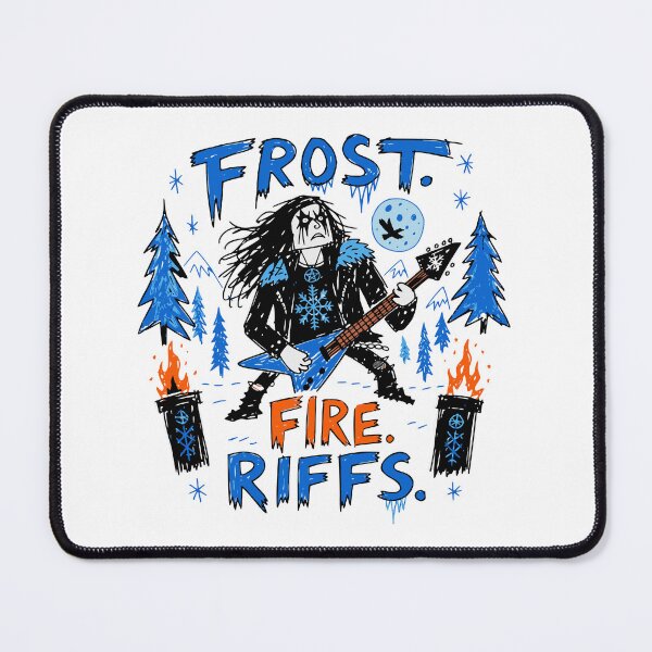 Item preview, Frost Fire Riffs T-Shirt | Black Metal Guitarist Nordic Metal Music Shirt designed and sold by Popstudio85.