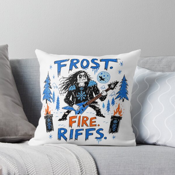 Artikelvorschau, Frost Fire Riffs T-Shirt | Black Metal Gitarrist Nordic Metal Musik Shirt entworfen und verkauft von Popstudio85.